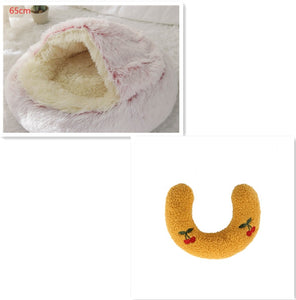 Cama 2 en 1 para perros y gatos, cálida y redonda de felpa, para invierno, suave y larga, ideal para mascotas.