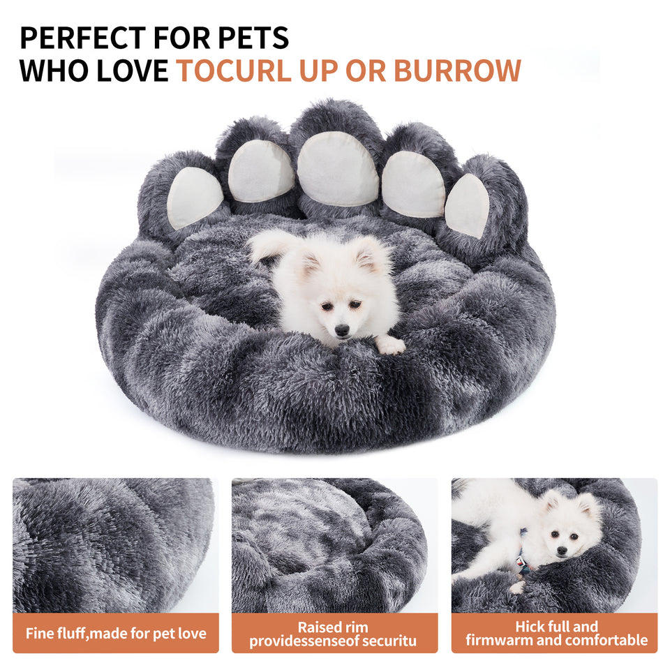 Bonita cama con forma de pata de oso, camas y muebles para perros pequeños y medianos, acogedoras y afelpadas camas para gatos de interior.