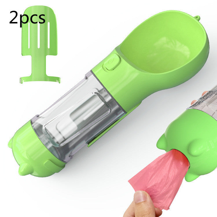 Botella de agua para mascotas, comedero, bolsa de basura, almacenamiento, portátil, para viajes al aire libre, 3 en 1