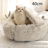 Cama 2 en 1 para perros y gatos, cálida y redonda de felpa, para invierno, suave y larga, ideal para mascotas.