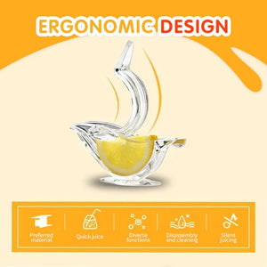 Exprimidor manual de limón acrílico transparente elegante con forma de pájaro, exprimidor de limón en rodajas, utensilios de cocina