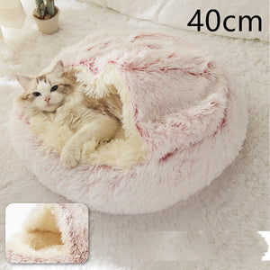 Cama 2 en 1 para perros y gatos, cálida y redonda de felpa, para invierno, suave y larga, ideal para mascotas.