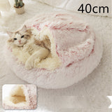 Cama 2 en 1 para perros y gatos, cálida y redonda de felpa, para invierno, suave y larga, ideal para mascotas.
