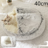 Cama 2 en 1 para perros y gatos, cálida y redonda de felpa, para invierno, suave y larga, ideal para mascotas.