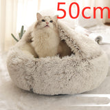 Cama 2 en 1 para perros y gatos, cálida y redonda de felpa, para invierno, suave y larga, ideal para mascotas.