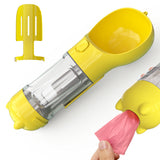 Botella de agua para mascotas, comedero, bolsa de basura, almacenamiento, portátil, para viajes al aire libre, 3 en 1