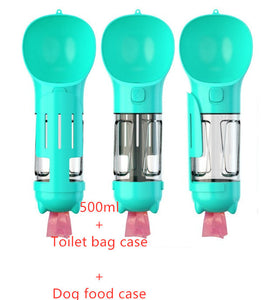 Botella de agua para mascotas, comedero, bolsa de basura, almacenamiento, portátil, para viajes al aire libre, 3 en 1