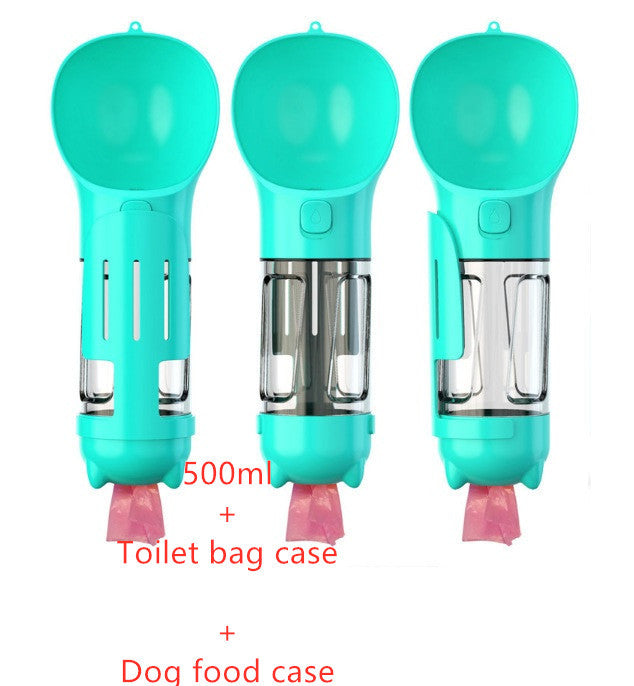 Botella de agua para mascotas, comedero, bolsa de basura, almacenamiento, portátil, para viajes al aire libre, 3 en 1