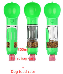 Botella de agua para mascotas, comedero, bolsa de basura, almacenamiento, portátil, para viajes al aire libre, 3 en 1
