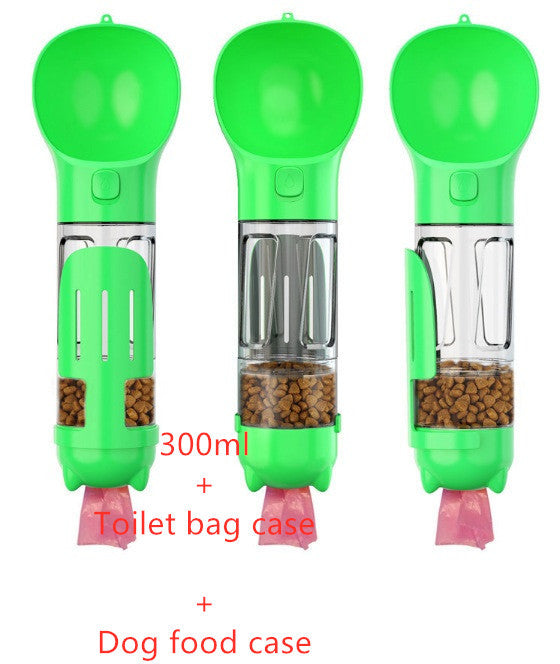 Botella de agua para mascotas, comedero, bolsa de basura, almacenamiento, portátil, para viajes al aire libre, 3 en 1