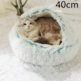 Cama 2 en 1 para perros y gatos, cálida y redonda de felpa, para invierno, suave y larga, ideal para mascotas.