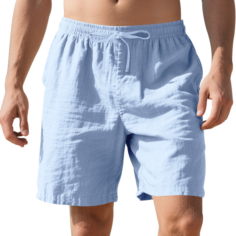 Pantalones cortos casuales de verano de lino fino para playa para hombre