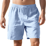 Pantalones cortos casuales de verano de lino fino para playa para hombre