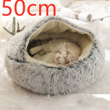 Cama 2 en 1 para perros y gatos, cálida y redonda de felpa, para invierno, suave y larga, ideal para mascotas.