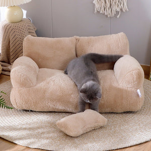 Cama de lujo para gatos, sofá cálido de invierno, nido para mascotas, para perros pequeños y medianos, cómoda cama de felpa para cachorros, suministros para mascotas