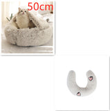 Cama 2 en 1 para perros y gatos, cálida y redonda de felpa, para invierno, suave y larga, ideal para mascotas.