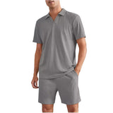 Conjunto de dos piezas de camisa polo de manga corta y pantalones cortos para hombre
