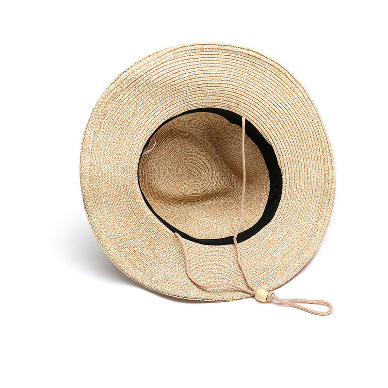 Sombrero de paja de ala grande plegable para exteriores de verano para hombre