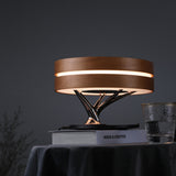 Lámpara de cama con altavoz Bluetooth, música inteligente, redonda, WiFi, árbol de luz LED circular, carga inalámbrica para sala de estar
