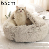 Cama 2 en 1 para perros y gatos, cálida y redonda de felpa, para invierno, suave y larga, ideal para mascotas.