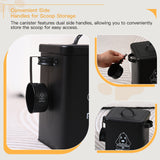 Contenedor de comida para perros con pelota de juguete, recipientes metálicos para comida de mascotas, contenedor de comida para gatos con cuchara y desecante.