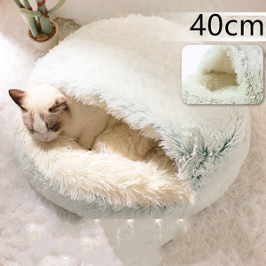 Cama 2 en 1 para perros y gatos, cálida y redonda de felpa, para invierno, suave y larga, ideal para mascotas.