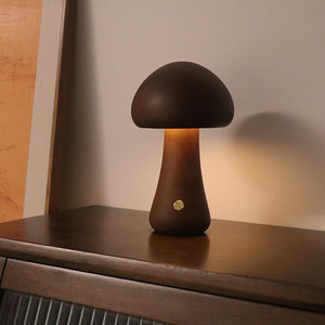 Lámpara de noche LED con forma de hongo de madera con interruptor táctil para mesita de noche, dormitorio infantil, decoración del hogar