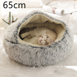Cama 2 en 1 para perros y gatos, cálida y redonda de felpa, para invierno, suave y larga, ideal para mascotas.