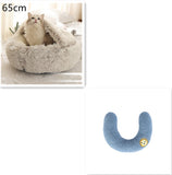 Cama 2 en 1 para perros y gatos, cálida y redonda de felpa, para invierno, suave y larga, ideal para mascotas.