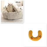 Cama 2 en 1 para perros y gatos, cálida y redonda de felpa, para invierno, suave y larga, ideal para mascotas.