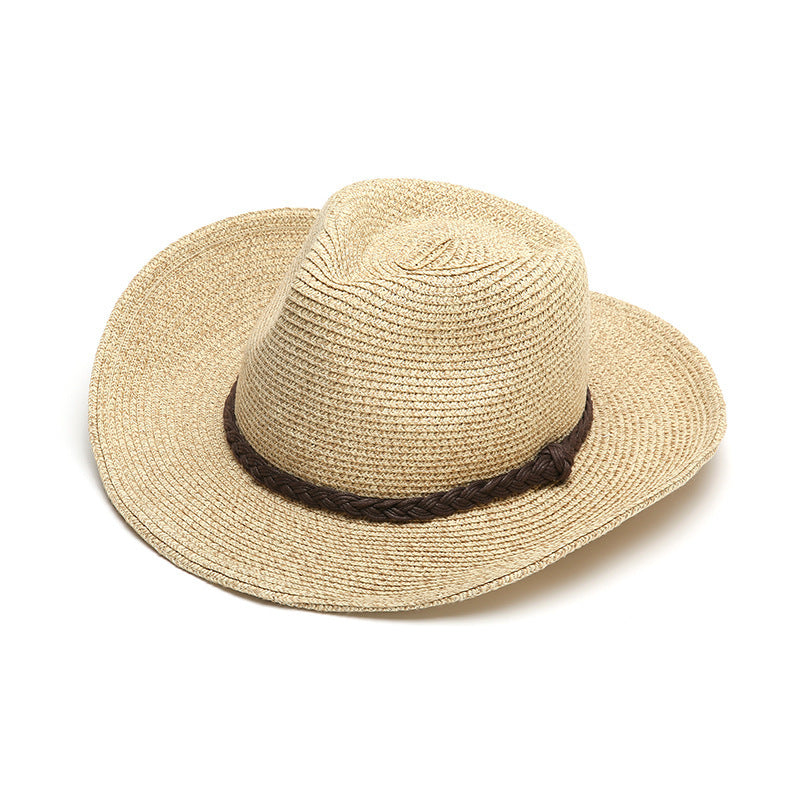 Sombrero de paja de ala grande plegable para exteriores de verano para hombre