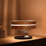 Lámpara de cama con altavoz Bluetooth, música inteligente, redonda, WiFi, árbol de luz LED circular, carga inalámbrica para sala de estar