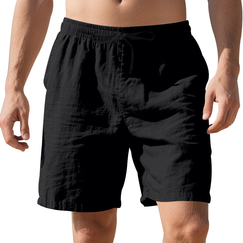 Pantalones cortos casuales de verano de lino fino para playa para hombre