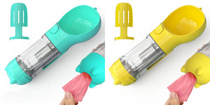 Botella de agua para mascotas, comedero, bolsa de basura, almacenamiento, portátil, para viajes al aire libre, 3 en 1