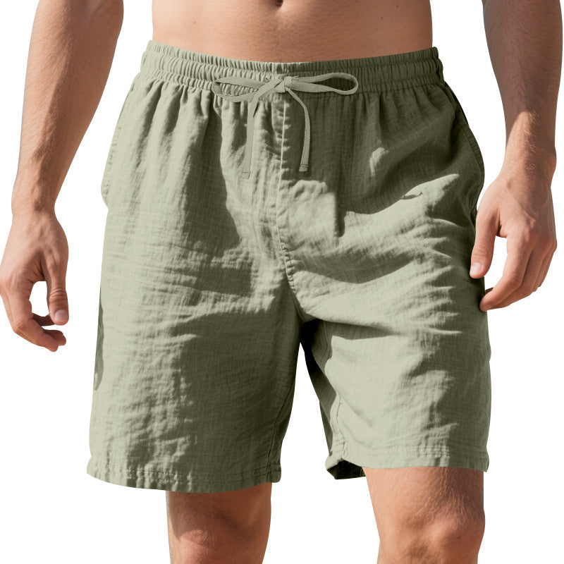 Pantalones cortos casuales de verano de lino fino para playa para hombre