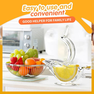 Exprimidor manual de limón acrílico transparente elegante con forma de pájaro, exprimidor de limón en rodajas, utensilios de cocina