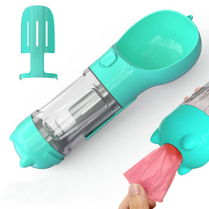 Botella de agua para mascotas, comedero, bolsa de basura, almacenamiento, portátil, para viajes al aire libre, 3 en 1