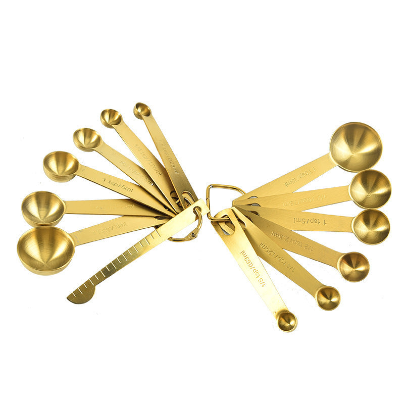 Útil taza medidora de acero inoxidable Cozinha, cucharas medidoras de café, té, oro