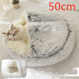 Cama 2 en 1 para perros y gatos, cálida y redonda de felpa, para invierno, suave y larga, ideal para mascotas.