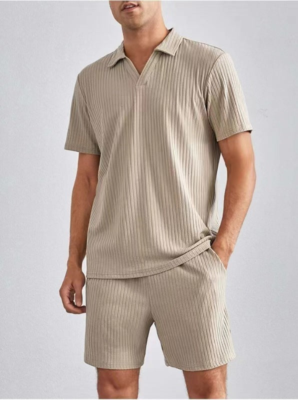 Conjunto de dos piezas de camisa polo de manga corta y pantalones cortos para hombre