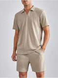 Conjunto de dos piezas de camisa polo de manga corta y pantalones cortos para hombre