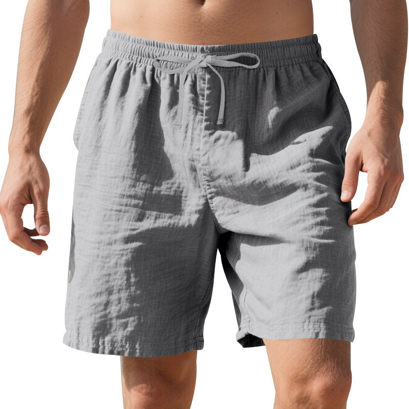 Pantalones cortos casuales de verano de lino fino para playa para hombre