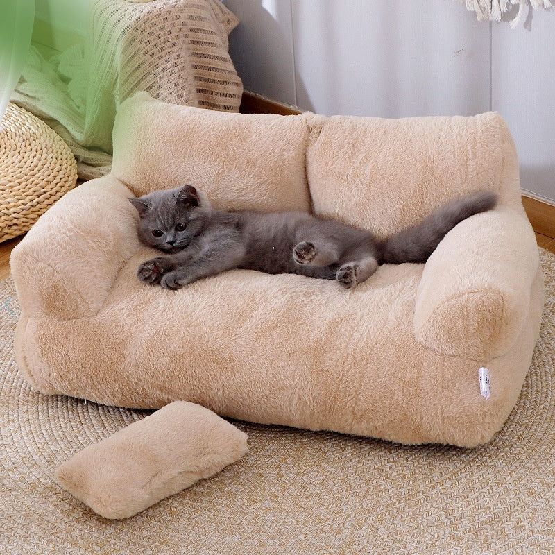 Cama de lujo para gatos, sofá cálido de invierno, nido para mascotas, para perros pequeños y medianos, cómoda cama de felpa para cachorros, suministros para mascotas