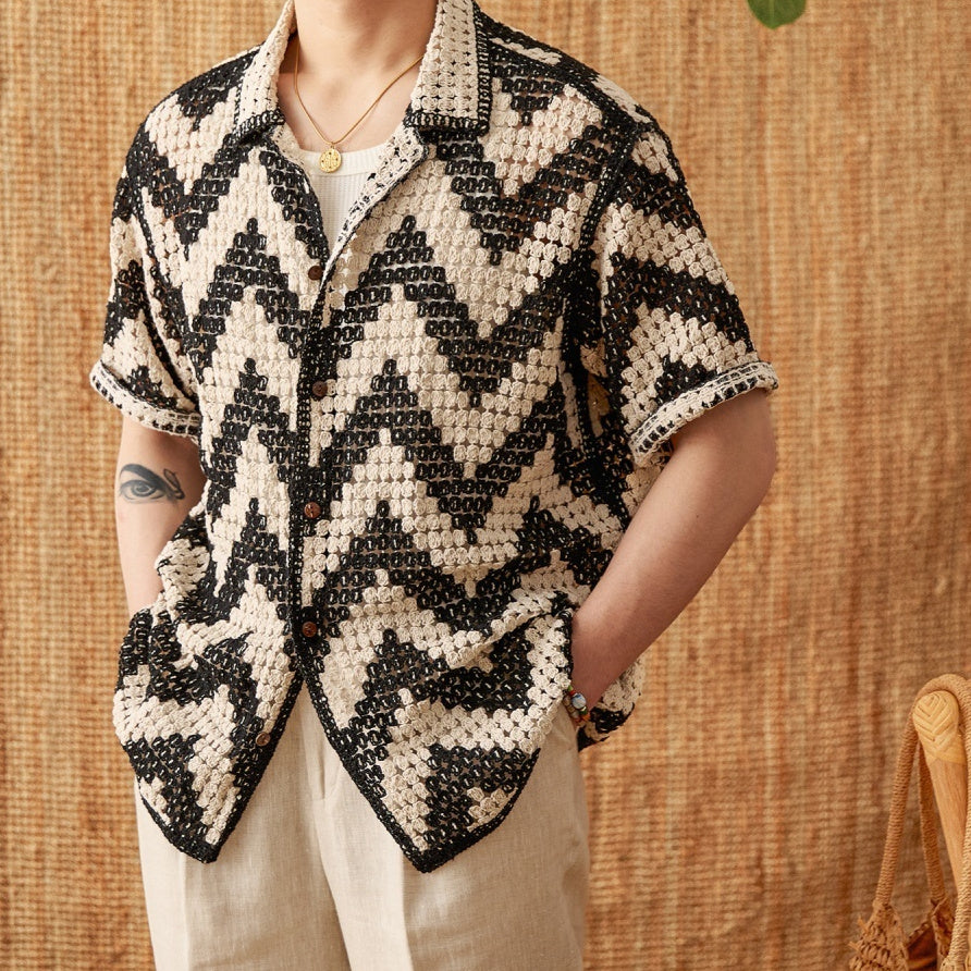 Cárdigan de punto de manga corta para playa, top informal holgado