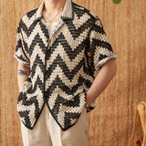 Cárdigan de punto de manga corta para playa, top informal holgado