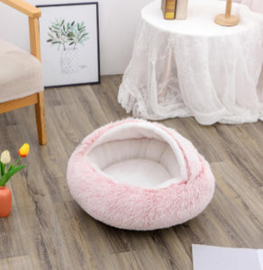 Cama 2 en 1 para perros y gatos, cálida y redonda de felpa, para invierno, suave y larga, ideal para mascotas.