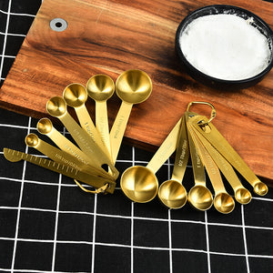 Útil taza medidora de acero inoxidable Cozinha, cucharas medidoras de café, té, oro