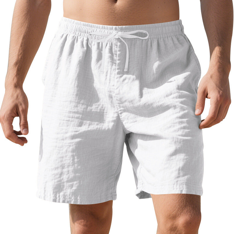 Pantalones cortos casuales de verano de lino fino para playa para hombre