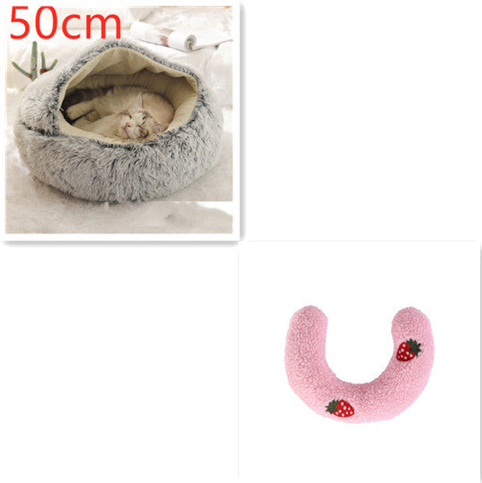 Cama 2 en 1 para perros y gatos, cálida y redonda de felpa, para invierno, suave y larga, ideal para mascotas.