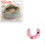 Cama 2 en 1 para perros y gatos, cálida y redonda de felpa, para invierno, suave y larga, ideal para mascotas.